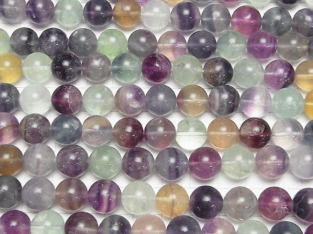 [Video] Multi-Color Fluorite AA Round 12mm 1strand beads (aprx.15inch/38cm)