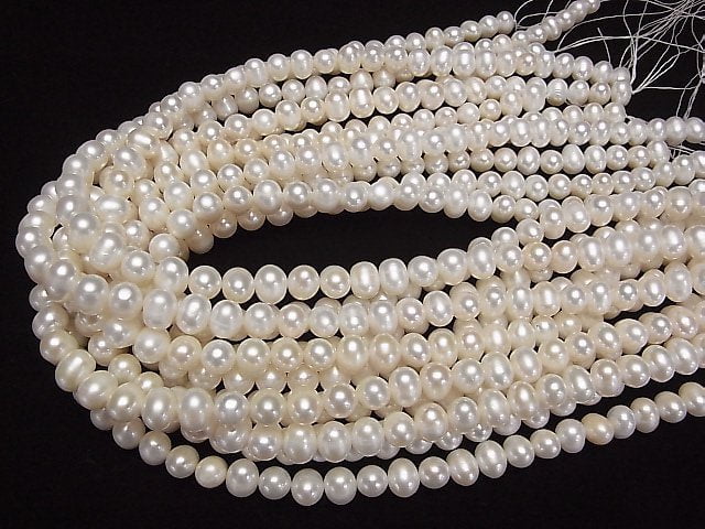 [Video] Fresh Water Pearl AA Potato 9-10mm White 1strand beads (aprx.15inch/38cm)