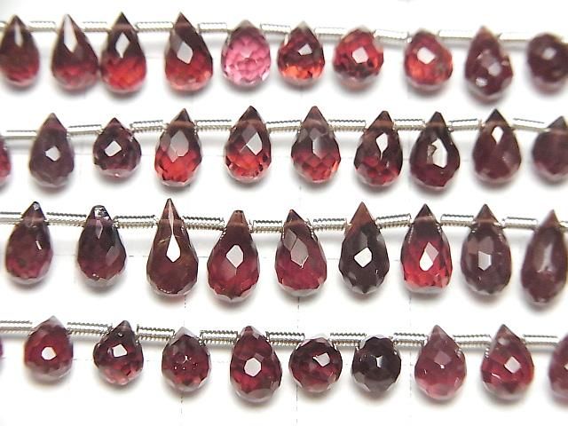 High Quality Mozambique Garnet AAA Drop Faceted Briolette Half or 1 Strand Bead (approx. 7 inches/18 cm)