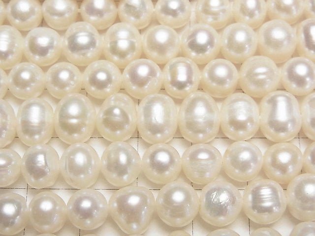 [Video] Fresh Water Pearl AA Potato 9mm White 1strand beads (aprx.13inch/33cm)