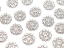 Silver925 Bead Caps, 6x6x1.5mm, Snow Crystal, Rhodium Plated, 2 Pieces