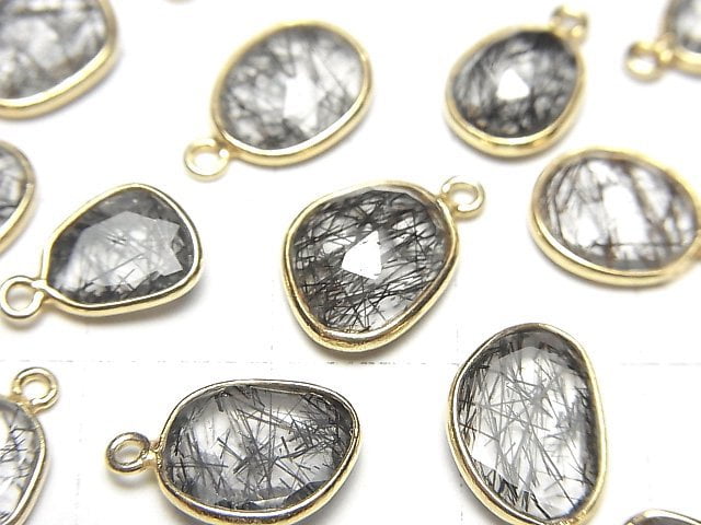 [Video]High Quality Tourmaline Quartz AAA Bezel Setting Freeform Rose Cut [One Side] 18KGP 4pcs