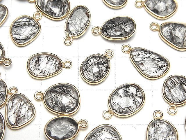 [Video]High Quality Tourmaline Quartz AAA Bezel Setting Freeform Rose Cut [One Side] 18KGP 4pcs