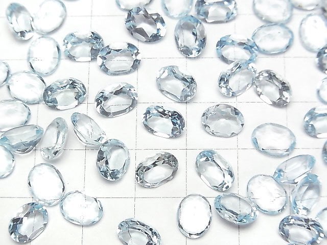 [Video]High Quality Sky Blue Topaz AAA Loose stone Oval Faceted 9x7mm 3pcs