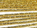 [Video]High Quality! Hematite Faceted Button Rondelle 4x4x2mm Gold coated 1strand beads (aprx.15inch/37cm)