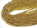 [Video]High Quality! Hematite Faceted Button Rondelle 4x4x2mm Gold coated 1strand beads (aprx.15inch/37cm)