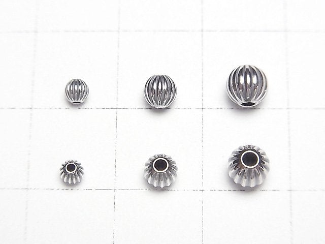 Silver925 Line Carved Round (Core Beads) [3mm][4mm][5mm] 3pcs