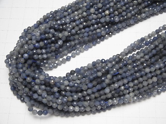 [Video] High Quality! Sri Lanka Sapphire AA+ Faceted Round 3mm half or 1strand beads (aprx.15inch/37cm)