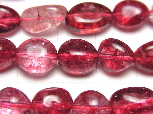 [Video] Pink color Cracked Crystal Flat Nugget 1strand beads (aprx.15inch/38cm)