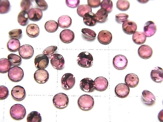 [Video]High Quality Pink Tourmaline AAA Loose stone Round Faceted 3x3mm [Dark color] 3pcs