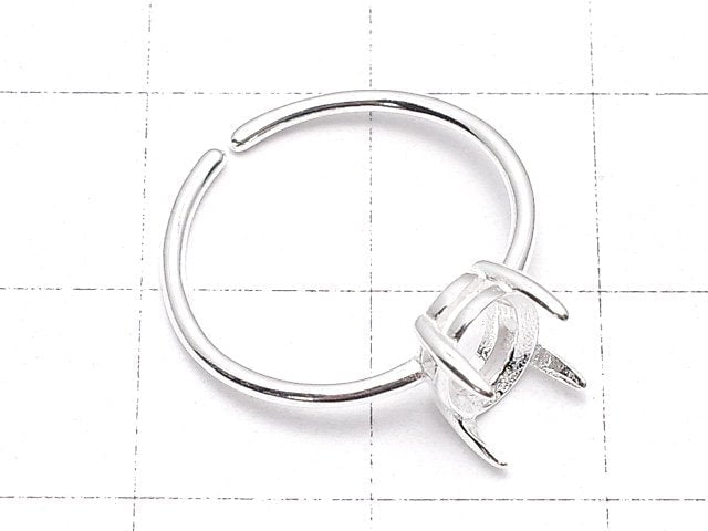 [Video]Silver925 Ring Frame (Prong Setting) Oval Faceted 8x6mm No coating Free size 1pc