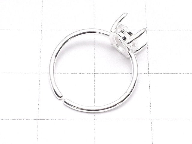 [Video]Silver925 Ring Frame (Prong Setting) Oval Faceted 8x6mm No coating Free size 1pc