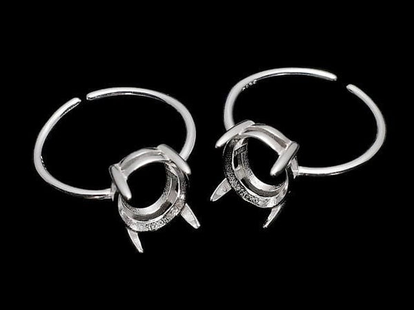 [Video]Silver925 Ring Frame (Prong Setting) Oval Faceted 10x8mm No coating Free size 1pc
