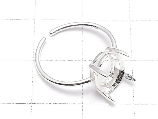 [Video]Silver925 Ring Frame (Prong Setting) Oval Faceted 10x8mm No coating Free size 1pc