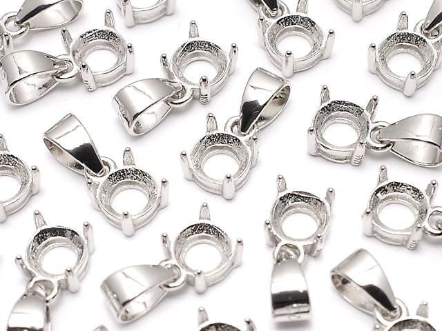[Video] Silver925 Pendant Frame Round Faceted 4mm Rhodium Plated 1pc