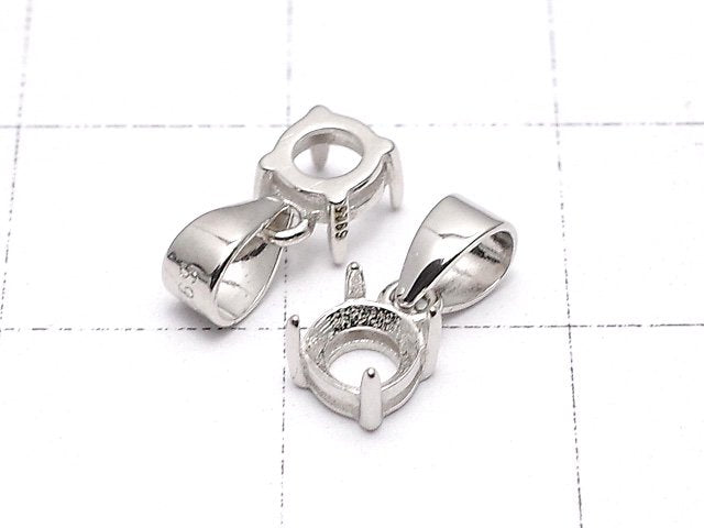[Video]Silver925 Pendant Frame Round Faceted 4mm Rhodium Plated 1pc