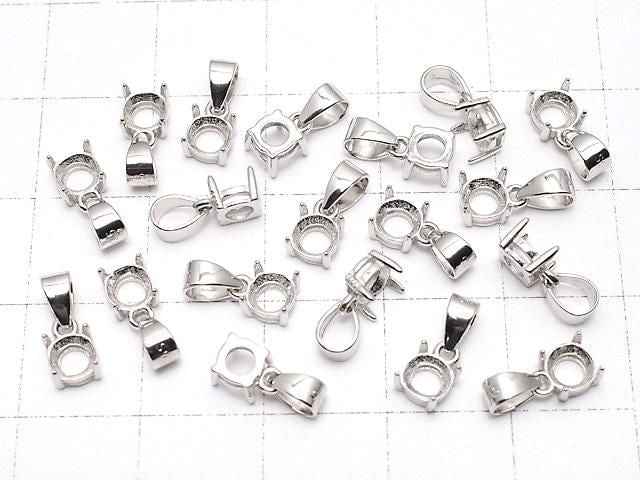 [Video] Silver925 Pendant Frame Round Faceted 4mm Rhodium Plated 1pc