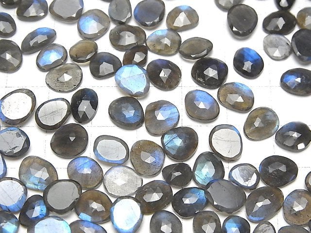 [Video] High Quality Blue Labradorite AAA- Loose stone Free form Single side Rose Cut 5pcs