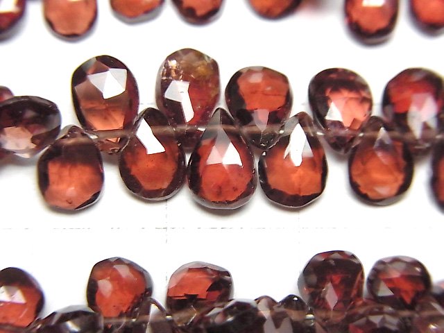 [Video]High Quality Mozambique Garnet AA++ Pear shape Faceted Briolette half or 1strand beads (aprx.7inch/18cm)