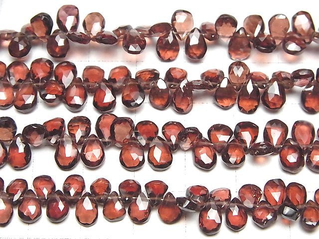 [Video]High Quality Mozambique Garnet AA++ Pear shape Faceted Briolette half or 1strand beads (aprx.7inch/18cm)