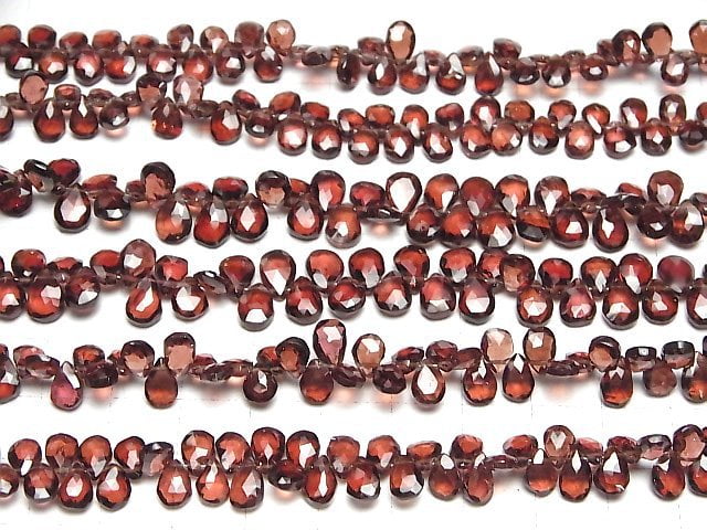 [Video]High Quality Mozambique Garnet AA++ Pear shape Faceted Briolette half or 1strand beads (aprx.7inch/18cm)