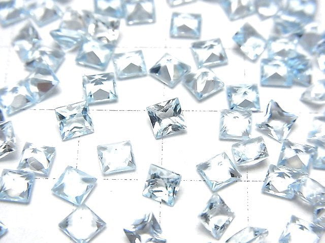 [Video]High Quality Sky Blue Topaz AAA Loose stone Princess cut 4x4mm 10pcs