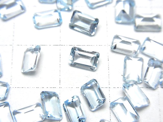 [Video]High Quality Sky Blue Topaz AAA Loose stone Rectangle Faceted 6x4mm 5pcs