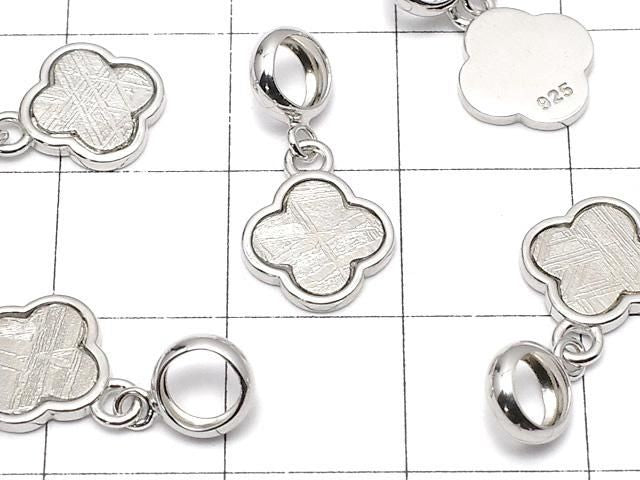 Pendentif Trèfle (Météorite Muonionalusta) 10x10mm Argent 925