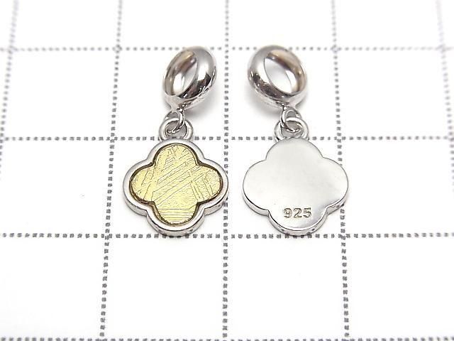 Pendentif Trèfle (Météorite Muonionalusta) 10x10mm Or Jaune Argent 925