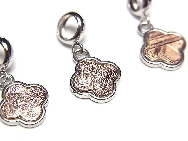 Pendentif Météorite (Muonionalusta) Trèfle 9x9mm Or rose Argent925