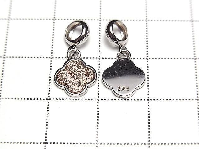 Pendentif Météorite (Muonionalusta) Trèfle 9x9mm Or rose Argent925