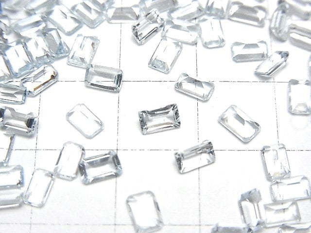 [Video]High Quality Aquamarine AAA- Loose stone Rectangle Faceted 5x3mm 5pcs