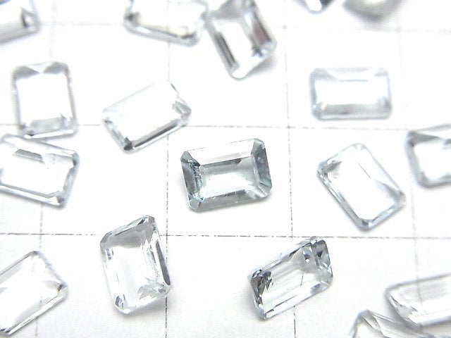 [Video]High Quality Aquamarine AAA- Loose stone Rectangle Faceted 7x5mm 2pcs