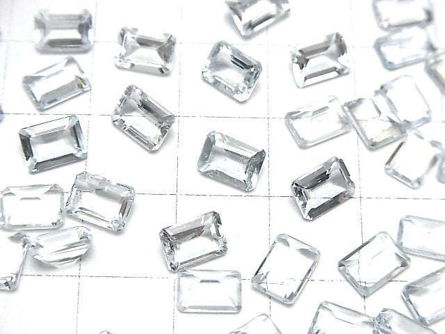 [Video]High Quality Aquamarine AAA- Loose stone Rectangle Faceted 7x5mm 2pcs