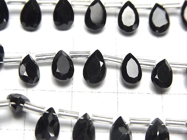 [Video]High Quality Black Spinel AAA Pear shape Faceted 8x5mm half or 1strand (28pcs )