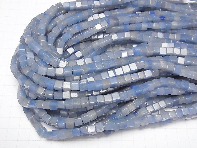 [Video]Blue Quartz Cube 6x6x6mm 1strand beads (aprx.15inch/37cm)