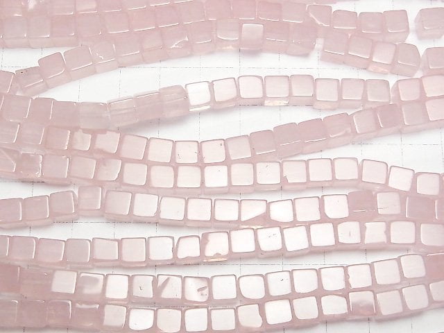 [Video] Rose Quartz Cube 6x6x6mm 1strand beads (aprx.15inch/38cm)