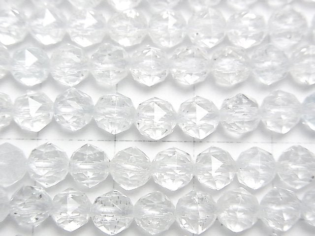[Video] High Quality! Natural White Topaz AAA- Star Faceted Round 5.5mm half or 1strand beads (aprx.15inch/37cm)