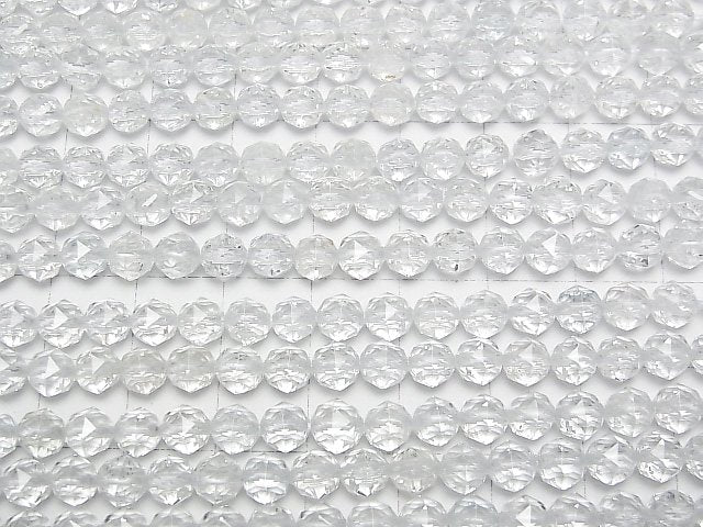 [Video] High Quality! Natural White Topaz AAA- Star Faceted Round 5.5mm half or 1strand beads (aprx.15inch/37cm)