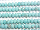 [Video]High Quality! Magnesite Turquoise Faceted Button Rondelle 4x4x3mm 1strand beads (aprx.15inch/37cm)