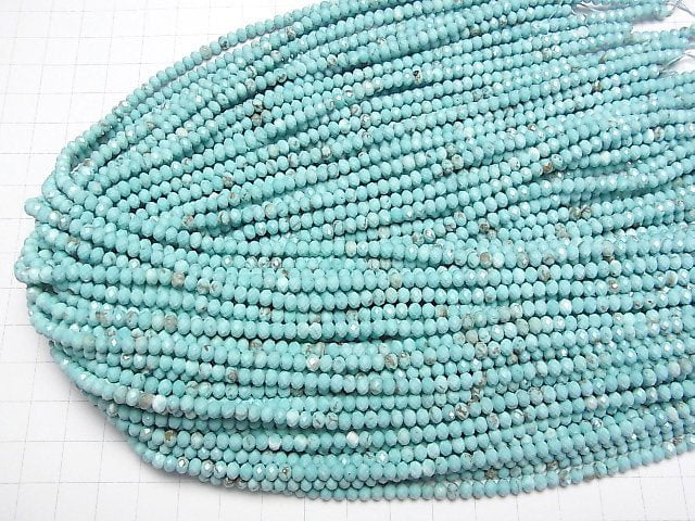[Video]High Quality! Magnesite Turquoise Faceted Button Rondelle 4x4x3mm 1strand beads (aprx.15inch/37cm)