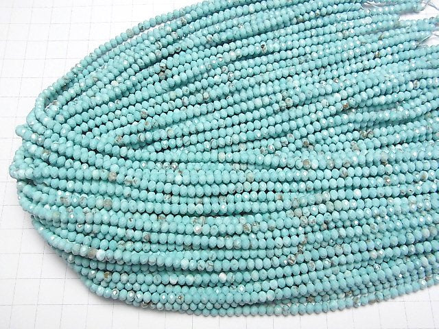 [Video]High Quality! Magnesite Turquoise Faceted Button Roundel 4x4x3mm 1strand beads (aprx.15inch/37cm)