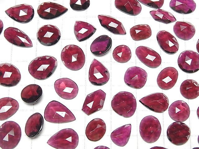 [Video]High Quality Rhodolite Garnet AAA Loose stone Mixed Shape Single Sided Rose Cut 5pcs