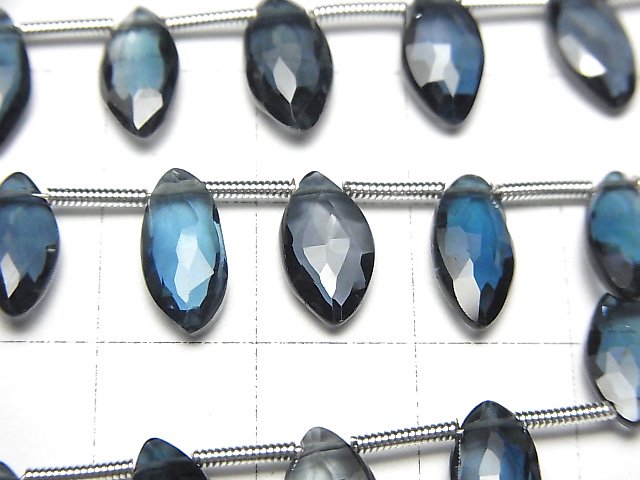 [Video]High Quality London Blue Topaz AAA- Faceted Marquise half or 1strand (12pcs )