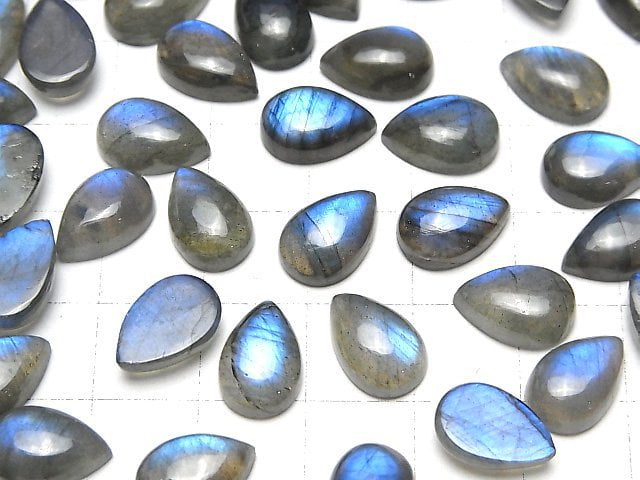 [Video]Blue Labradorite AA++ Pear shape Cabochon 12x8mm 3pcs