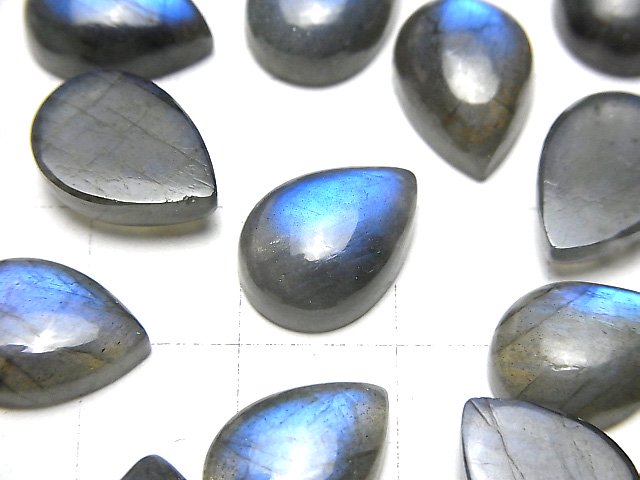 [Video]Blue Labradorite AA++ Pear shape Cabochon 14x10mm 2pcs