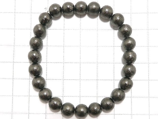 [Video][One of a kind] Meteorite Round 8mm Black Bracelet NO.3