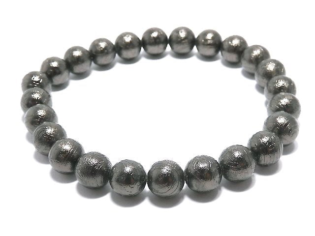 [Video][One of a kind] Meteorite Round 8mm Black Bracelet NO.3