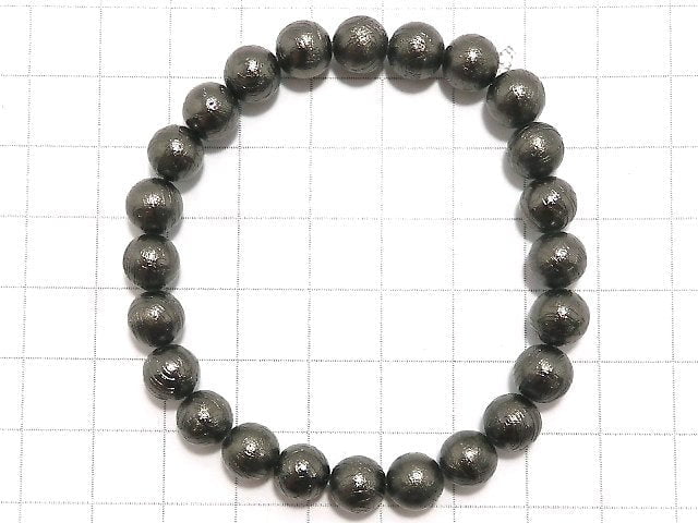 [Video][One of a kind] Meteorite Round 8mm Black Bracelet NO.4