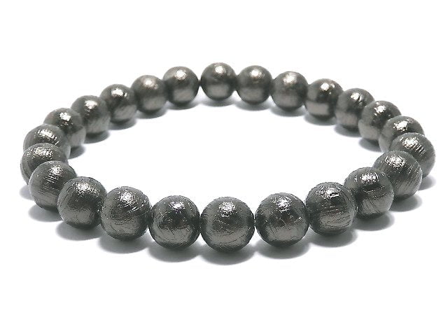 [Video][One of a kind] Meteorite Round 8mm Black Bracelet NO.4